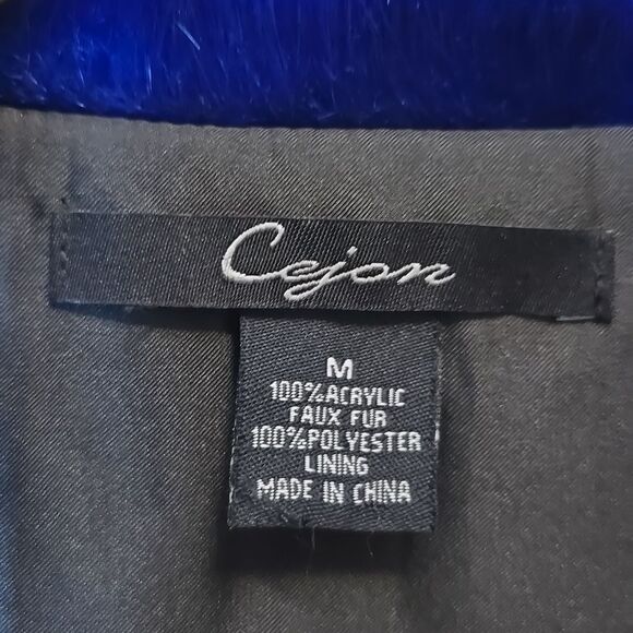 Cejon Black Blue Faux Fur Vest Steam Punk Goth Grunge Chic Rocker Ombre Size M - Picture 4 of 14